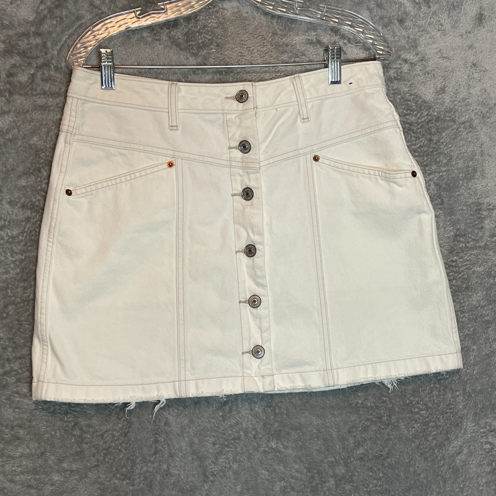 Abercrombie Fitch Women Natural Rise Button Front Denim Skirt‎ 10 Y2K 90s Casual